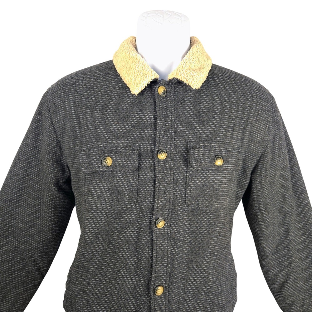 Marine Layer Mens Sherpa Collar Shirt Jacket Grey Holiday 2022 14821 Small